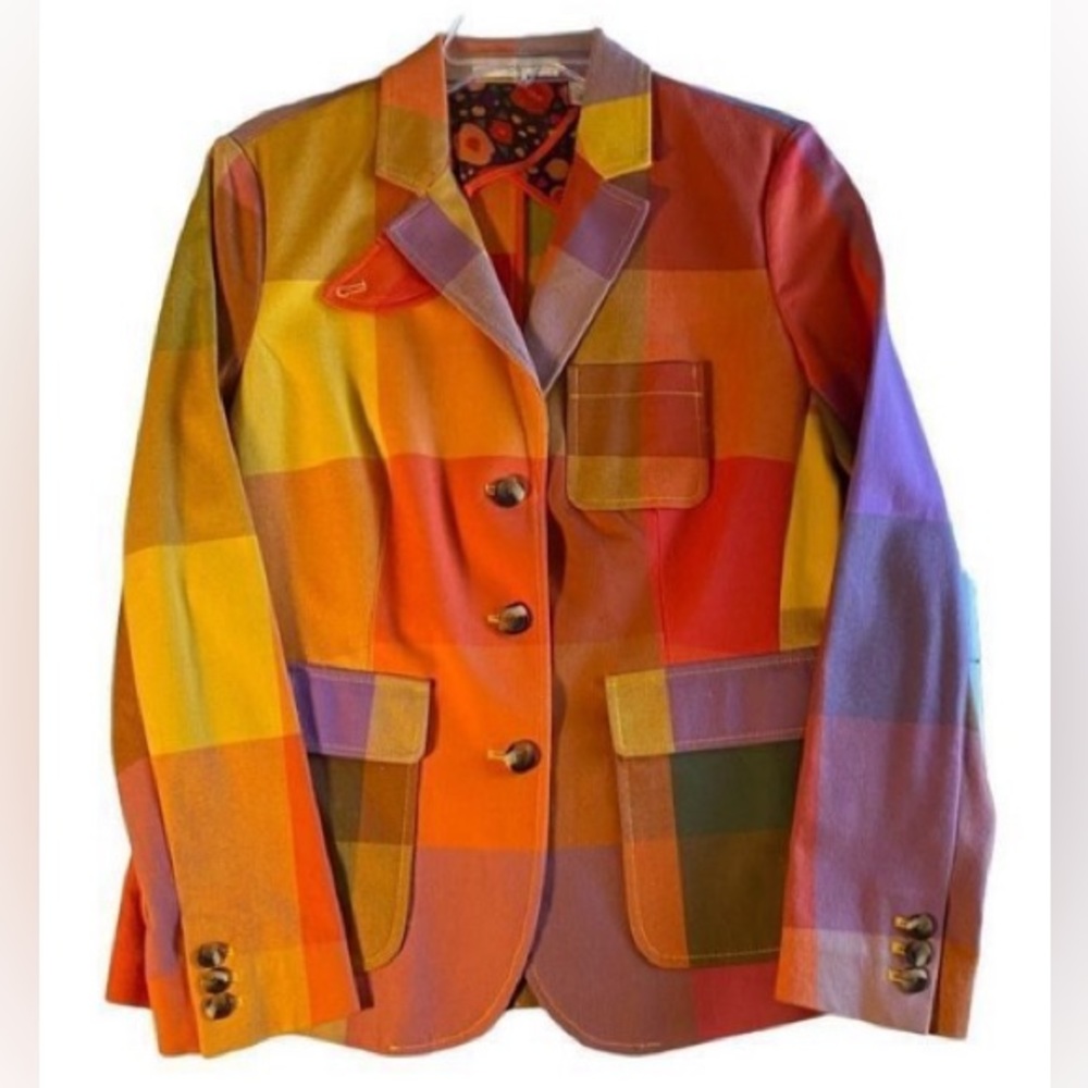 BURNING MAN ✨Vintage Liz Claiborne multicolored patchwork checkered jacket